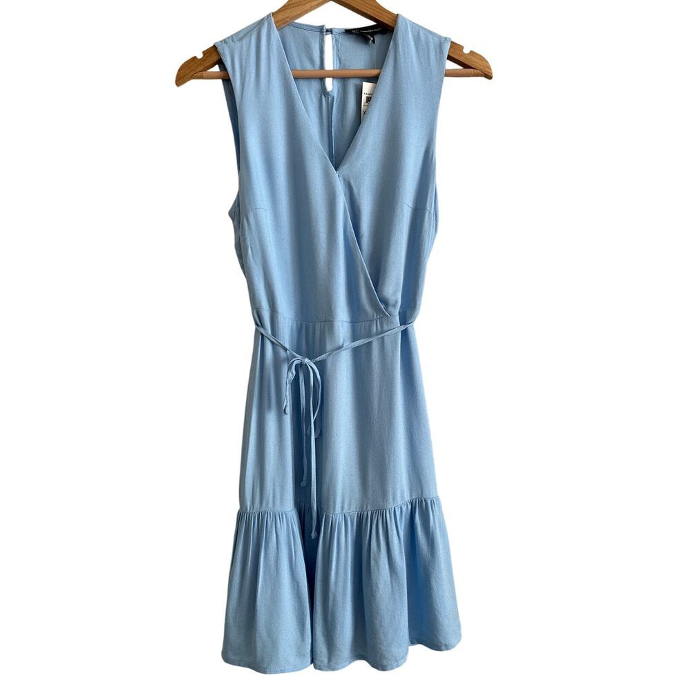 INC International Concepts XS Blue Tiered Belted Dress NWT